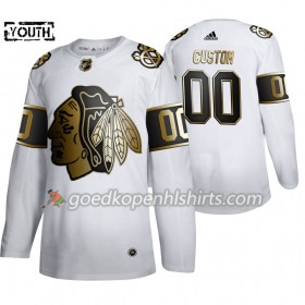 Chicago Blackhawks Custom Adidas 2019-2020 Golden Edition Wit Authentic Shirt - Kinderen